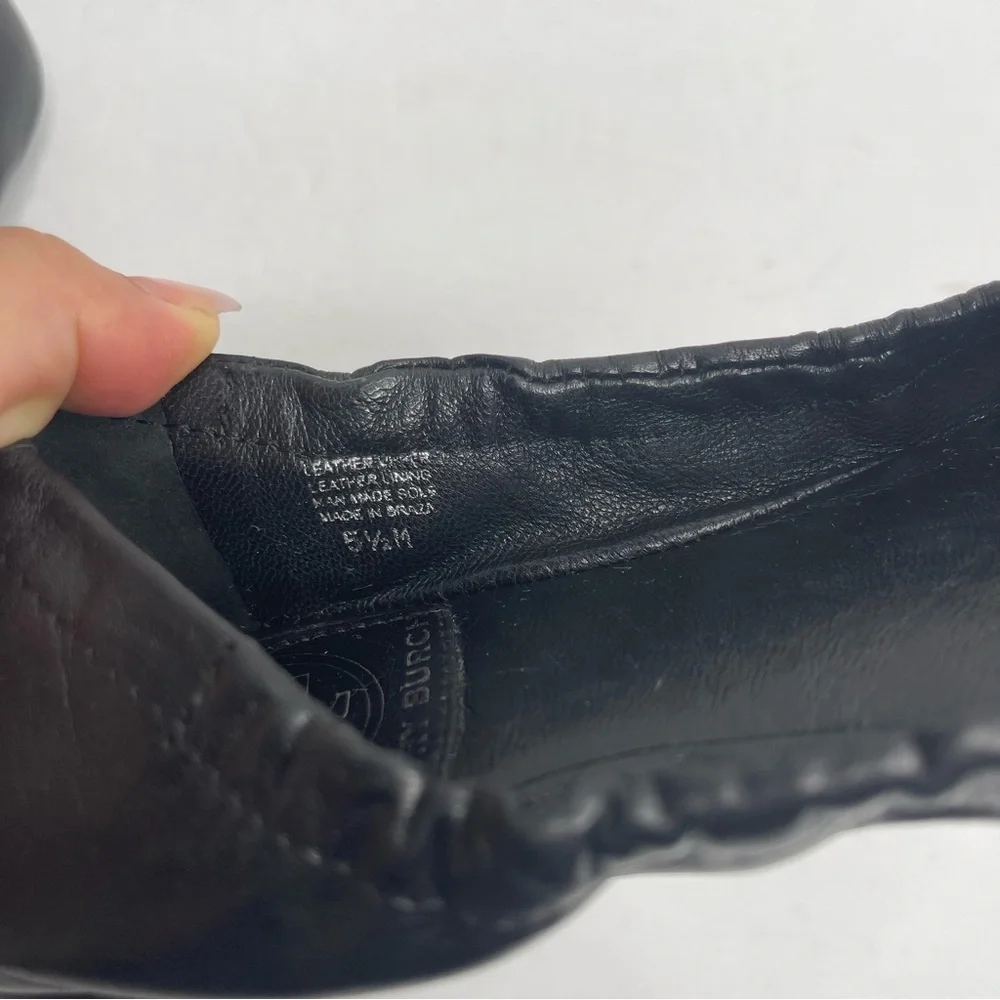 Tory Burch Black Ambrose Mestico Finni Leather Ballet Flat Size 5.5 Classic